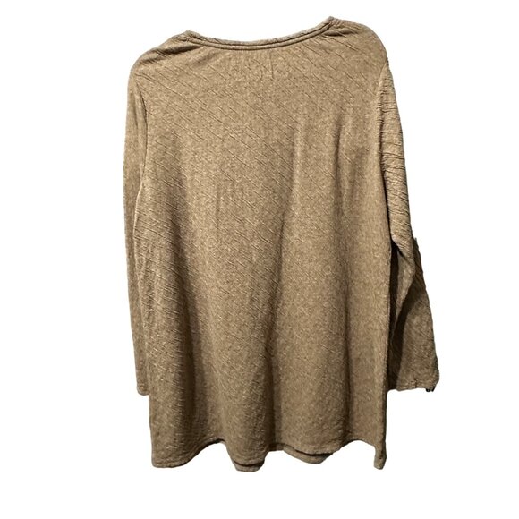J. Jill sz XL taupe scoop neck cotton textured long sleeve comfy neutral tunic - Picture 2 of 7